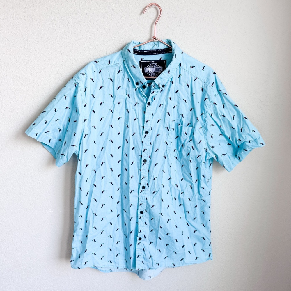 Five Points Slim Fit Toucan Print Button Shirt Men’s Xl